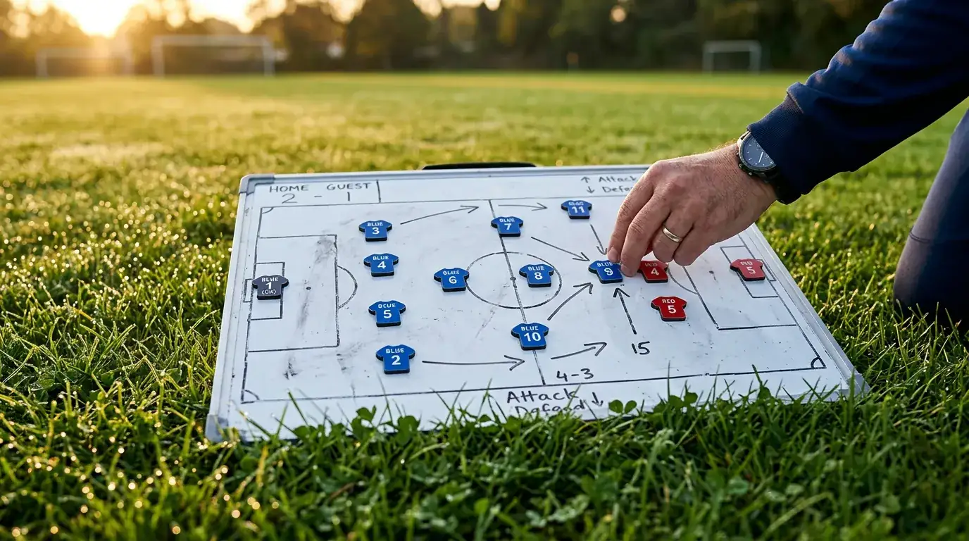 Escena táctica de fútbol con líneas de handicap asiático sobre el campo